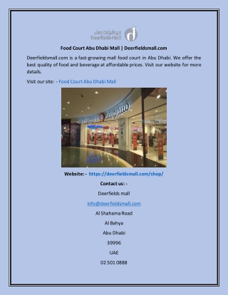 Food Court Abu Dhabi Mall  Deerfieldsmall