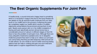 The Best Organic Supplements For Joint Pain