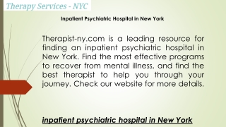 Inpatient Psychiatric Hospital in New York  Therapist-ny.com