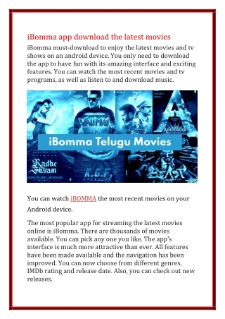 iBomma app download the latest movies