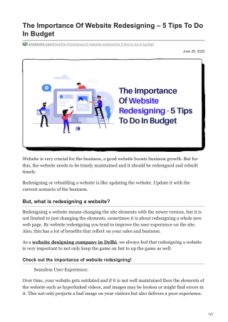 The Importance Of Website Redesigning – 5 Tips To Do In Budget