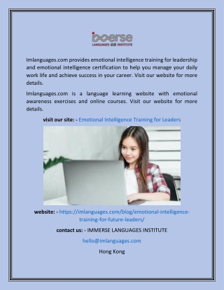Emotional Intelligence Training for Leaders  Imlanguages.com