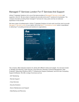 Managed IT Services London For IT Services And Support