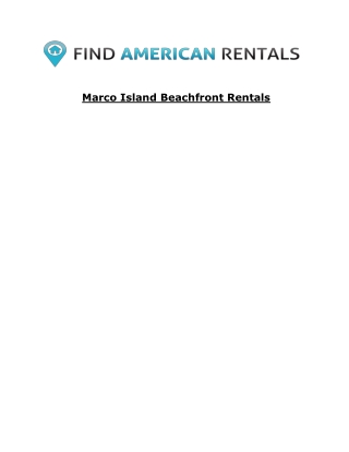 Marco Island Beachfront Rentals