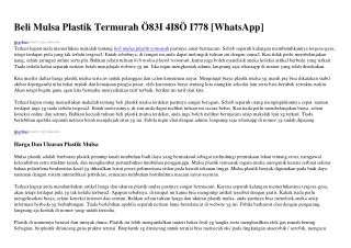Beli Mulsa Plastik Termurah Ô8ᣮl.ㄐl8Ô.l778[WhatsApp]