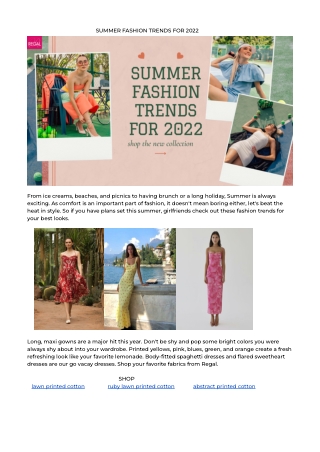 SUMMER FASHION TRENDS FOR 2022.