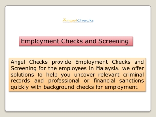 Employment Checks and Screening