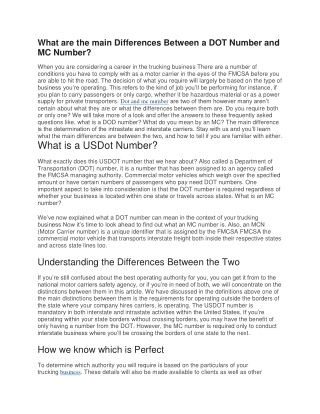 What are the main Differences Between a DOT Number and MC Number