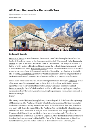 All About Kedarnath  Kedarnath Trek