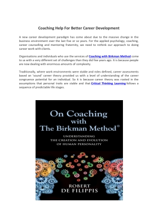 Coaching Help For Better Career Development