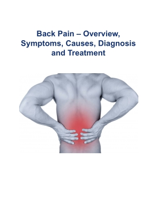 Back Pain – Symptoms, Causes, Diagnosis and Treatment