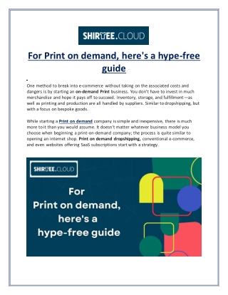 For Print on demand, here's a hype-free guide