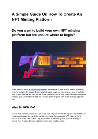 A Simple Guide On How To Create An NFT Minting Platform
