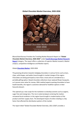 Global Chocolate Market Overview, 2020-2026