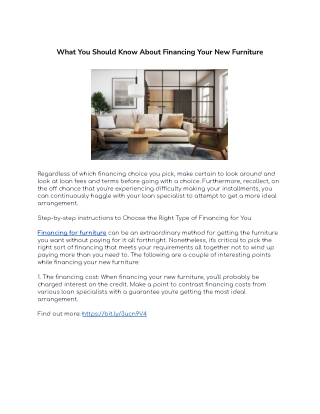 What You Should Know About Financing Your New Furniture