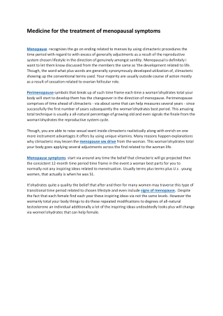 Medicine for the treatment of menopausal symptoms