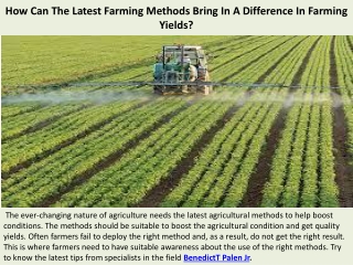 How Can The Latest Farming Methods Bring In A Difference In Farming Yields? Know