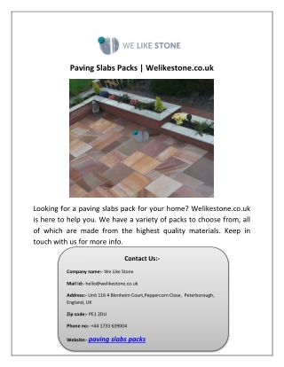 Paving Slabs Packs | Welikestone.co.uk