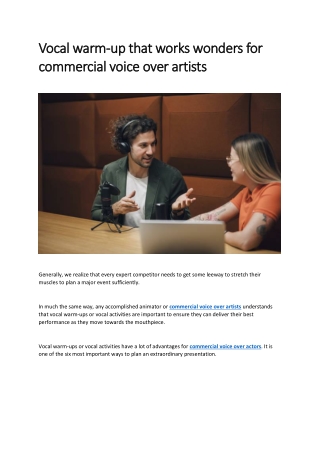 Commercial Voice Over Artist