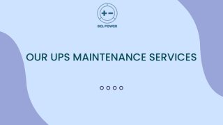 Our UPS Maintenance Services