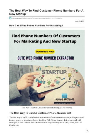 1The Best Way To Find Customer Phone Numbers For A New Startup