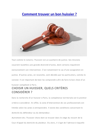Guide pour trouver un bon huissier.