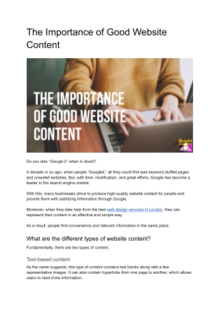 The Importance of Good Website Content