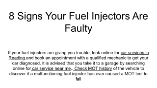 8 Signs Your Fuel Injectors Are Faulty