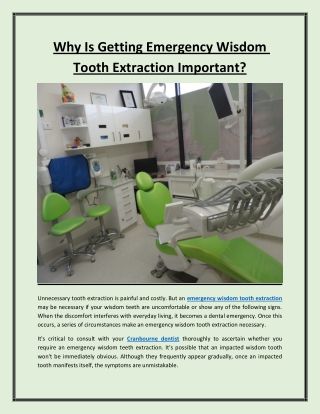 Why Is Getting Emergency Wisdom Tooth Extraction Important?