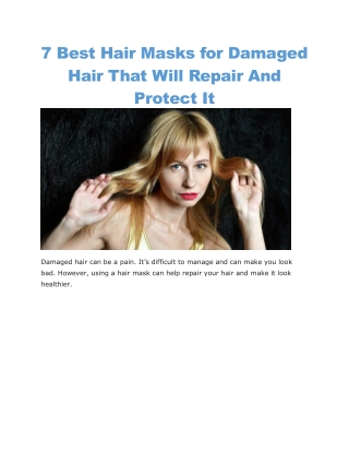 best hair masks for damaged hair