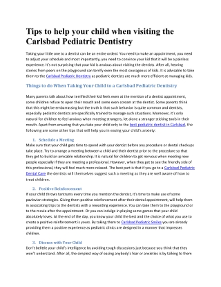 Tips to help your child when visiting the Carlsbad Pediatric Dentistry