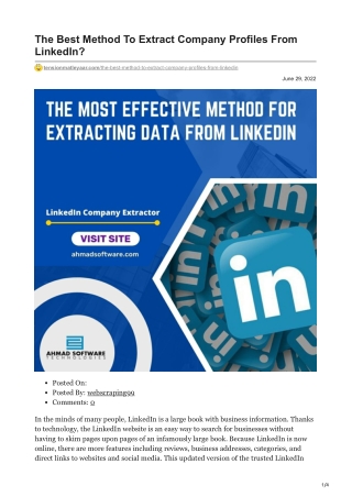 The Best Method To Extract Company Profiles From LinkedIn
