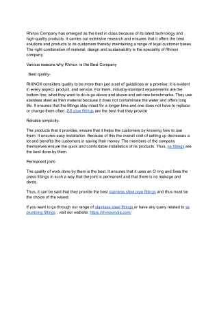 Get the Best SS Plumbing Fittings Company