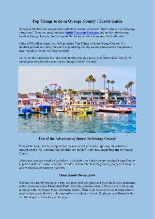 Top Things to do in Orange County