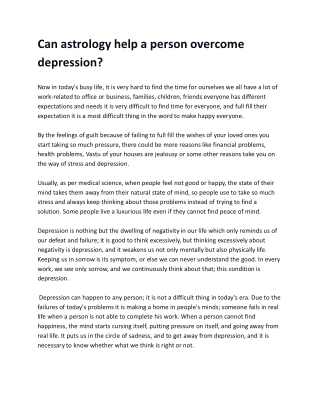 Can astrology help a person overcome depression