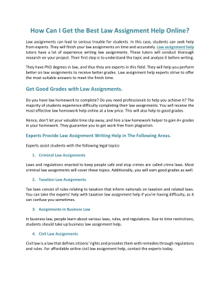 How Can I Get the Best Law Assignment Help Online?