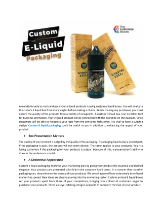 How to Increase your Sale of Custom E Liquid Packaging Boxes?