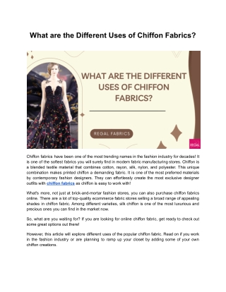 What are the Different Uses of Chiffon Fabrics