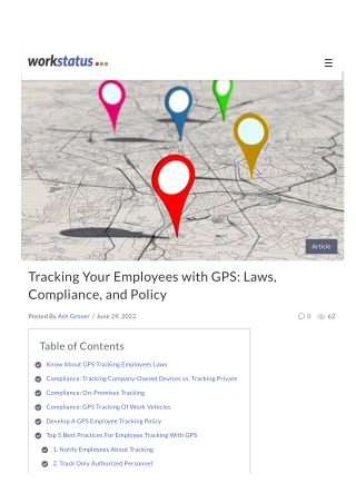 Tracking Your Employees with GPS: Laws, Compliance, and Policy