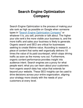 Search Engine Optimization Company