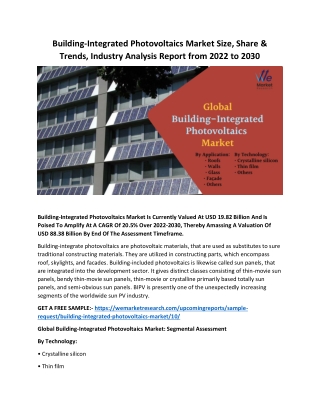 Building-Integrated Photovoltaics Market Size, Share & Trends, Industry Analysis