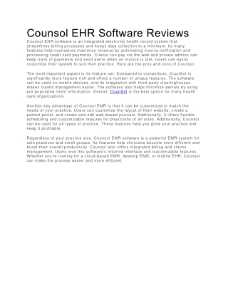 Counsol EHR Software Reviews