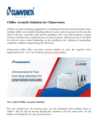 Chiller Acoustic Solutions by Climaveneta