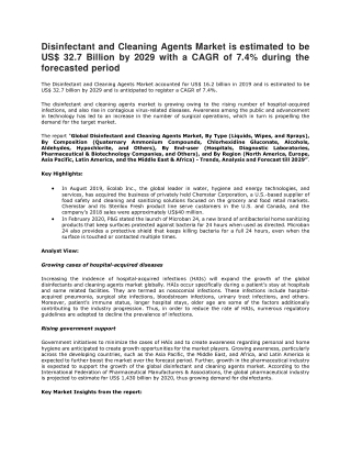 Disinfectant and Cleaning Agents Market