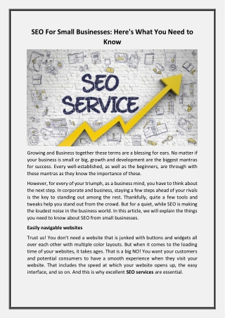 SEO For Small Businesses Here's What You Need to Know