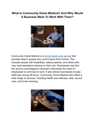 What Is Community Home Medical?