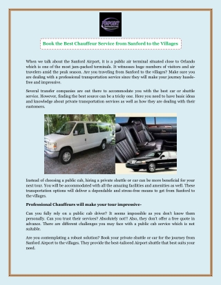 Book the Best Chauffeur Service from Sanford to the Villages