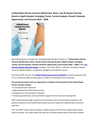 United States Human Vaccines Market Research Report 2022-2028