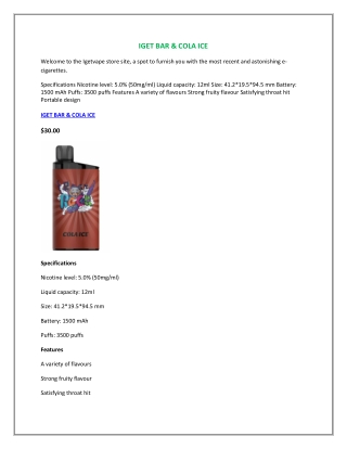 IGET BAR & COLA ICE - IGET OFFICIAL ONLINE STORE