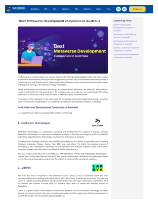 Best Metaverse Development companies in Australia